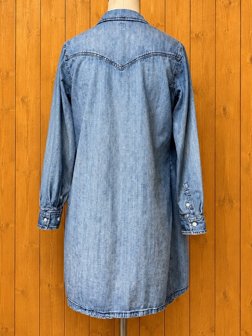 Lee Large 100% Cotton Chambray Shirt Dress Knee Length Boho Western - Picture 4 of 7